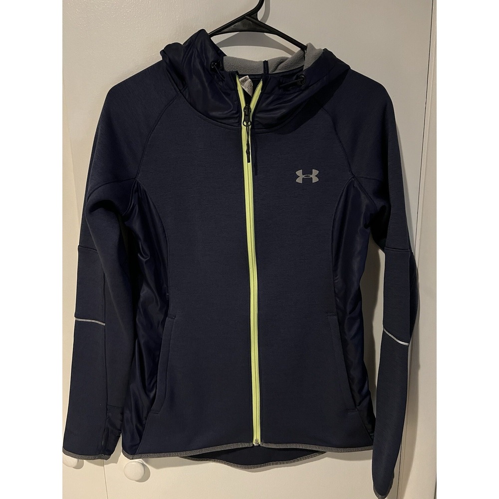 Under Armour Cold Gear Full Zip‎ Jacket sz XS Blue Hooded Women's